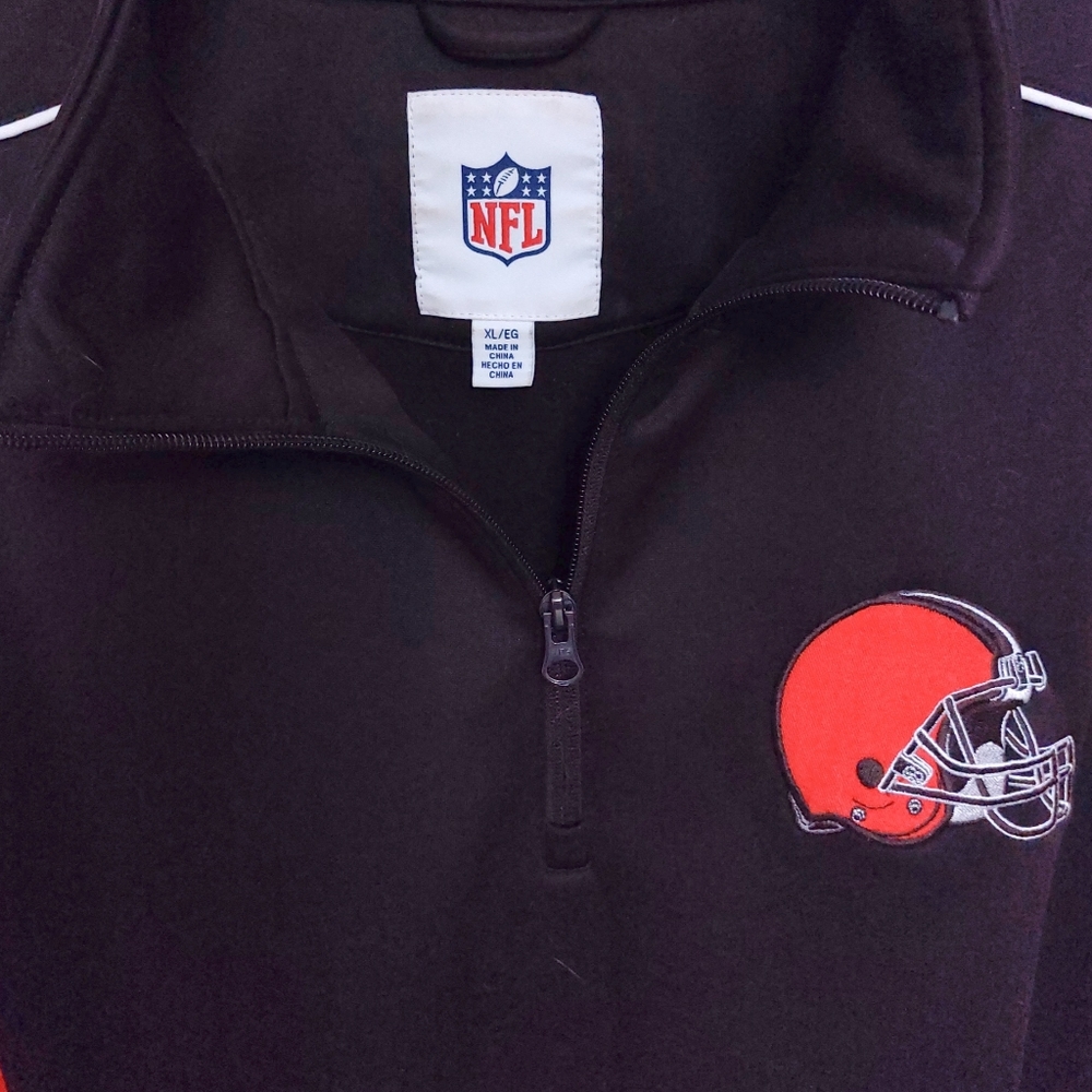 Cleveland Browns Mens XL Color Block Fleece Lined 1/4 Zip Team Jacket - Picture 2 of 6